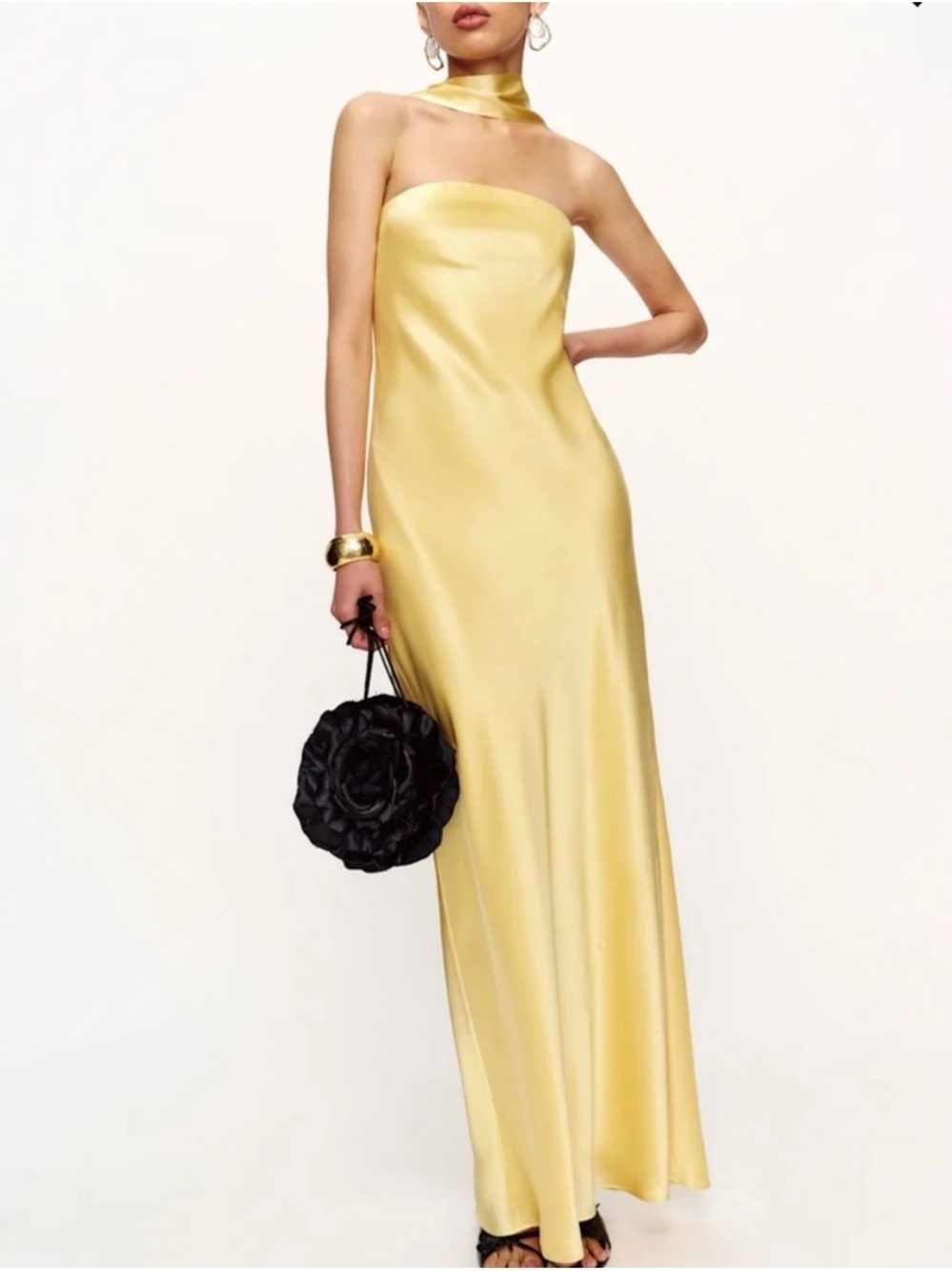 Yellow Reformation Silk Oren Dress L